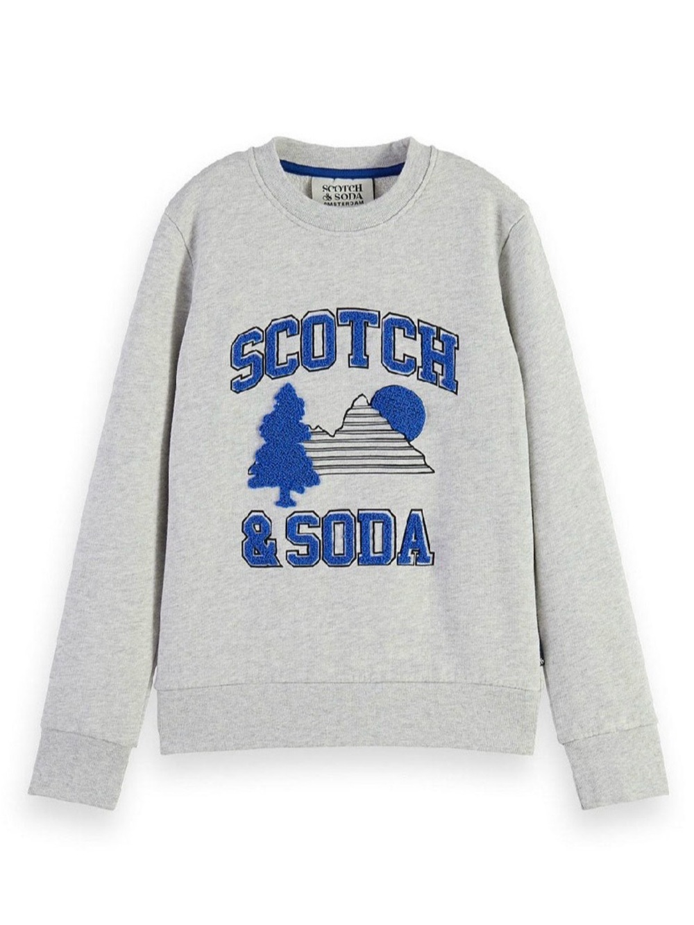 Scotch & Soda Grey Melange Crewneck Artwork Sweatshirt